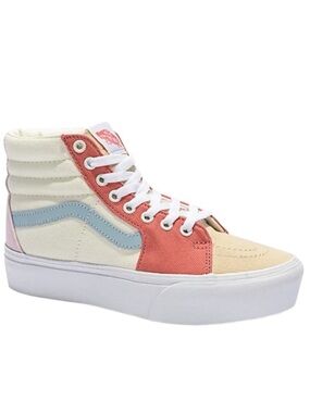 Vans Sk8 Hi Twill Pastel Block Platform Sneakers Multi Color Suede Canvas 6.5